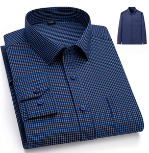 Camisas informales ajustadas de <span class=keywords><strong>manga</strong></span> <span class=keywords><strong>larga</strong></span> de algodón para <span class=keywords><strong>hombre</strong></span>, diseño formal liso a rayas, transpirable para la temporada de primavera - Product Image 1