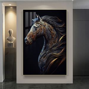 Decoración de Hogar de Lujo, Cuadros Impresos en Lienzo HD, Pintura de Caballo en Porcelana de Cristal, Arte de Pared Personalizado al por Mayor para Sala de Estar, Murales LED - Product Image 2