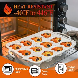 MUYULINS Factory Moule à cupcakes en silicone en forme de cœur, 12 cavités, antiadhésif LFGB, sans BPA, avec cadre métallique renforcé, pour gâteaux de style américain - Product Image 3