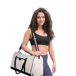 กระเป๋าผ้าแคนวาสแบบถือขนาดใหญ่ใช้ได้ทั้งชายและหญิง, กระเป๋าทรงดัฟเฟิลมีซิปปิดสำหรับสัปดาห์เล่นกีฬายิมท่องเที่ยวโลโก้ได้ตามต้องการ - Product Image 1