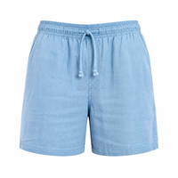 Shorts Bermuda Homme 100% Coton Toile, Taille Élastique avec Cordon de Serrage, Respirant, Décontracté Plage, Coupe Droite, Couleur Unie, Séchage Rapide
