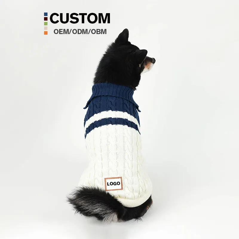 Maglione per cani in cotone lavorato a maglia con risvolto personalizzato in fabbrica abbigliamento invernale all'ingrosso pet dog Winter dog jumper