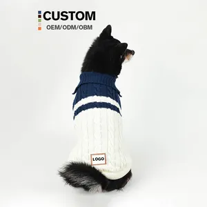 Suéter de malha de algodão para cachorro, suéter de inverno personalizado de fábrica, roupas de inverno para cachorros de estimação, jumper de inverno para cachorros