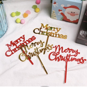 ท็อปเปอร์เค้กอะคริลิค รูปน้ำผึ้งและน้ำตาลหวาน สีแดงทอง 264 265 ของตกแต่งเค้กสำหรับงานปาร์ตี้คริสต์มาส - Product Image 1