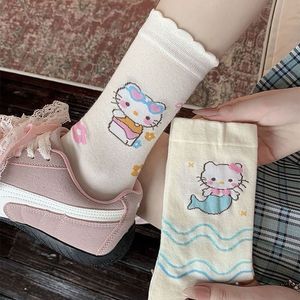 Calcetines de media pantorrilla transpirables con dibujos de gatos, para mujer, para todas las estaciones - Product Image 1