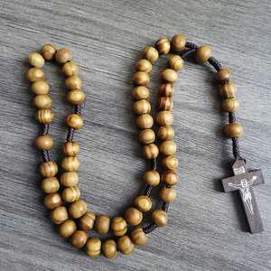 Rosario Católico Económico Mecrt, Cuentas de Madera de Pino de 10 mm, Joyería, Regalo de Navidad, Cuentas de Oración para Iglesia, Venta al por Mayor - Product Image 3