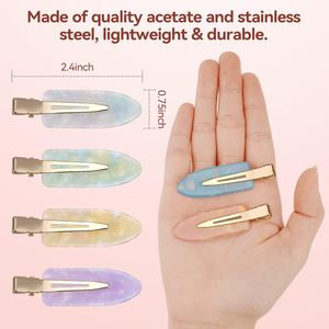 Pinzas para el pelo personalizadas de acetato de mármol rosa, sin costuras, planas, cosméticas, que no dejan marcas ni doblan el cabello, para mujeres y niñas - Product Image 2