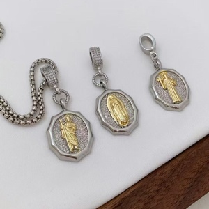 Collier pendentif Vierge Marie plaqué or 18 carats de luxe, <span class=keywords><strong>micro</strong></span>-pavé CZ, ovale, médaillon religieux pour femme, cadeau de protection spirituelle - Product Image 5