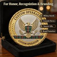 Pièce de monnaie personnalisée en relief 3D, moulée sous pression, avec crête d'aigle, commémorative, couleur Tartan doré, bord plaqué métal, MOQ