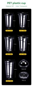 Gobelets jetables écologiques en PET de 20 oz pour boissons froides, jus, bubble tea, café, smoothies, avec couvercle diamanté et logo personnalisé, lot de 100 - Product Image 5