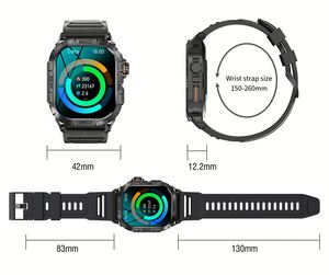Montre connectée AMOLED avec écran carré de 1,96 pouce, affichage IP67, musique, météo, boussole K63, sports de plein air, grande batterie, fitness - Product Image 6