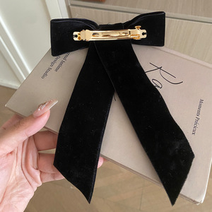 Pince à cheveux vintage baroque en strass, élégante, en velours noir et alliage, pour femmes, accessoires pour cheveux de bal et de fête - Product Image 3