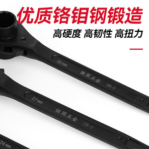 Phosphated Pointed Ratchet Wrench 19-22 Mm Metric Double-ended Industrial Grade Straight Handle - Product Image 3