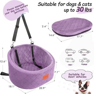 Siège de <span class=keywords><strong>voiture</strong></span> pour <span class=keywords><strong>chien</strong></span> et chat pour petits animaux de compagnie, tissu en coton ultra doux, design matelassé en diamant confortable, imperméable, écologique, antidérapant - Product Image 2