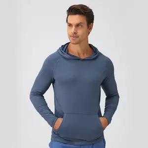 पुरुषों के सूखे फिट संपीड़न कसरत लंबे समय तक चलने वाली टी-शर्ट लाइट हुडी पल्लोवर एथलेटिक आराम से फिट