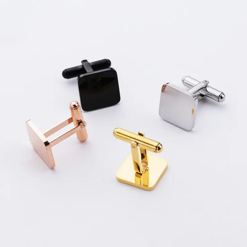 Customized Gold Square Name Cufflinks Diy For Men Stainless-Steel-Cufflinks Tuxedo-Studs-Cuff-Links