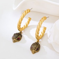Pendientes de Aro en Forma de C con Ojo de Búho, Chapados en Oro de 18K, Estilo Punk, Perlas Vintage, Joyería para Chicas, Gran Venta