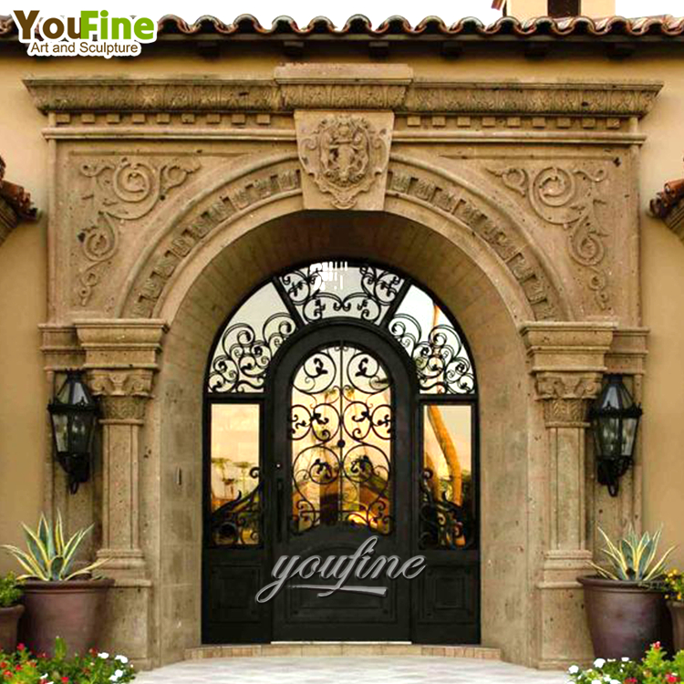 Ручная резьба, бежевый натуральный камень, винтажная мраморная рамка входной двери