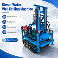 Foreuse hydraulique diesel sur chenilles pour puits d'eau de 200 m, machine de forage portable de 200 mm de diamètre avec pompe à eau et boîte de vitesses
