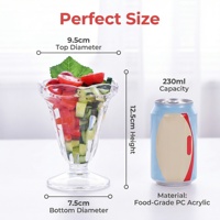 Gobelet à crème glacée en cristal PC transparent, durable, incassable, sans BPA, pour restaurant, café, bar, hôtel, buffet, logo personnalisé