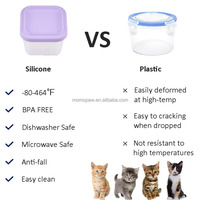 MoMoPaw Mignon Bol en silicone à double compartiment pour chat, récipient hermétique pour aliments et eau, pour garder les aliments frais, pour animaux de compagnie