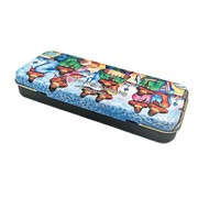 Boîte en métal rectangulaire personnalisée de haute qualité, écologique, avec charnière, étui à crayons en fer, design personnalisé, revêtement UV pour artisanat et cadeaux
