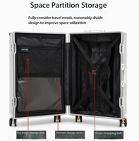 Valise multifonctionnelle en aluminium 20/24 pouces, ensemble de bagages de voyage, valise rigide durable avec porte-gobelet, port USB pour femmes et hommes