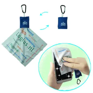 Kualitas Terbaik serat mikro gantungan kunci lensa kain pembersih di kantong untuk ponsel