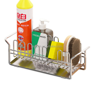 UMDONX Organizer per lavello da cucina, organizer per stoviglie, supporto per spugna per lavello, metallo, nero
