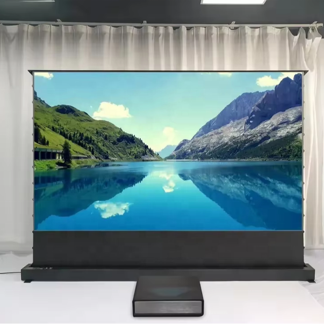 120 Inch Electric Floor Rising UST 4K ALR Grey Crystal Projector Screen Pull up Screen for Ultra Short Throw Laser Projector