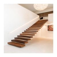ACE escalier moderne avec balustrade en verre Invisible flottant en bois, escalier en fer et en bois
