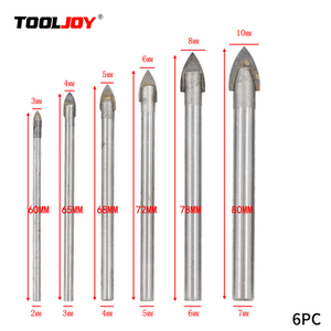 Heavy Duty Triangular Head Glass Drill Bits Set No Chipping Carbide Tipped For Ceramic Tile Mirror Drilling