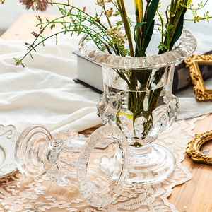Vasi di cristallo fiore <span class=keywords><strong>piede</strong></span> alto trasparente trasparente <span class=keywords><strong>con</strong></span> motivo <span class=keywords><strong>vaso</strong></span> idroponico in vetro <span class=keywords><strong>con</strong></span> piedi centrotavola per matrimoni decorazioni per la tavola - Product Image 4