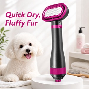 Sèche-<span class=keywords><strong>cheveux</strong></span> et brosse lissante 2-en-1 de luxe en plastique pour animaux de compagnie, température réglable pour petits chiens, alimentation par charge, utilisation facile - Product Image 1