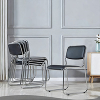 Chaise de réunion de bureau moderne en cuir empilable pour salle de conférence, réception, visiteurs, consultation
