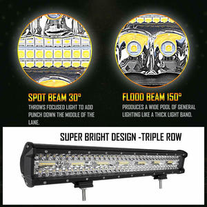 ไฟ LED บาร์ 20 นิ้ว แบบสปอตและฟลัด ใช้ได้กับรถยนต์ 12V 24V สำหรับออฟโรด เรือ 4x4 SUV รถบรรทุก รถแทรกเตอร์ ไฟส่องสว่างภายนอกรถยนต์ - Product Image 5