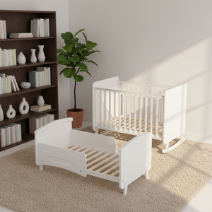Hoogwaardige op maat gemaakte groeiende peuterbed-schommel, babyhouten wieg met anti-kauw strips - Product Image 1