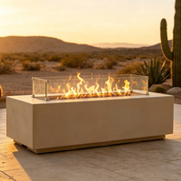 Brasero extérieur moderne au gaz avec protection en verre pour jardin, terrasse et fêtes