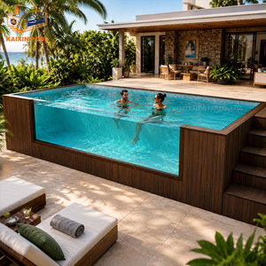 Piscina Fuori Terra in Fibra di Vetro per Esterni con Finestra in Vetro, Container Marittimo da 20ft e 40 Piedi, Piscina Container con Terrazza - Product Image 2