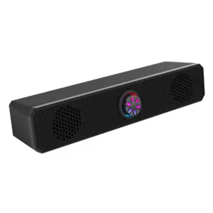 Speaker soundbar laptop berkabel/nirkabel, speaker meja tipis RGB untuk bermain game pc laptop