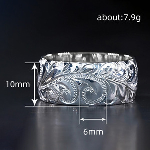 Anello Minimalista con Incisione Floreale per Donne, Elegante Gioiello da Dito, Souvenir di Viaggio, Regalo - Product Image 3