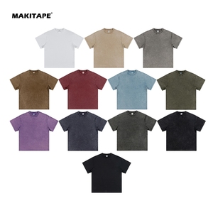 Camiseta de Verano S1721, Talla Estadounidense Juvenil, Holgada, de Peso Pesado, Marca de Moda, Cuello Pequeño, Lavada, de Manga Corta, Moderna, para Hombre - Product Image 3