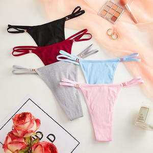 Lencería sexy Tanga con rosca en T Bragas elásticas Tangas Low Rise Hipster Cheeky Ropa interior Tanga de algodón para mujer - Product Image 4