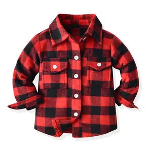 Wholesale Spring Autumn Long Sleeves Children High Quality Leisure Plaid Shirt Baby Warm Check Shirt