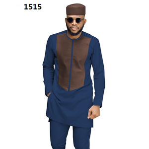 Ensemble de vêtements traditionnels africains pour hommes <span class=keywords><strong>2021</strong></span> : Manteau Dashiki, <span class=keywords><strong>chemise</strong></span> et pantalon Ankara, et chapeau tribal – Tenue de sport en coton grande taille - Product Image 4