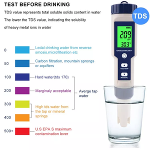Kỹ thuật số 5 trong 1 Tds/Ec/Ph/Độ MặN/nhiệt độ Meter chất lượng nước Tester cho hồ bơi, nước uống - Product Image 6