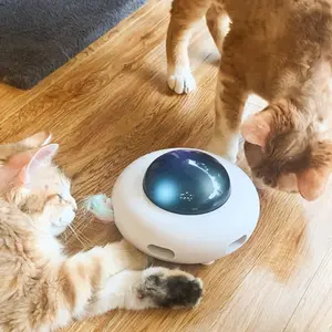 Mainan Anak Kucing Pintar untuk Latihan Hewan Peliharaan Bermain Mainan Kucing Otomatis Mainan Kucing Elektrik Interaktif dengan Bulu
