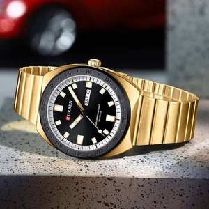 CURREN 8473 New Quartz <b>Watch</b> Gold <b>Black</b> Luminous Simple Business Stainless Steel Strap Wristwatch for Men With Calendar - Product Image 2
