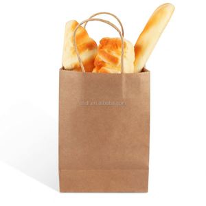 Sacs en papier kraft brun et blanc recyclés pour l'emballage alimentaire, avec poignées et impression de logo personnalisé - Product Image 5
