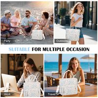 Grand sac isotherme réutilisable en velours côtelé avec fermeture éclair étanche et imprimé pour le travail, les pique-niques et les voyages - Hommes Femmes